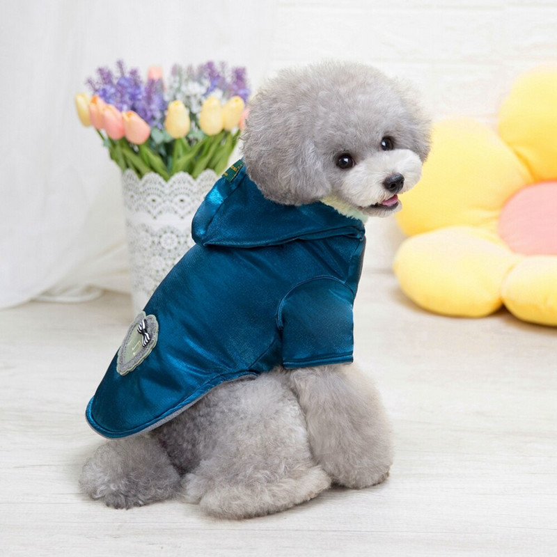 Soe koerajope lumekindel tuulekindel talvine külma ilmaga lemmikloomariided pehme fliisvooder soe paks polsterdatud kapuutsiga koera lumemantel