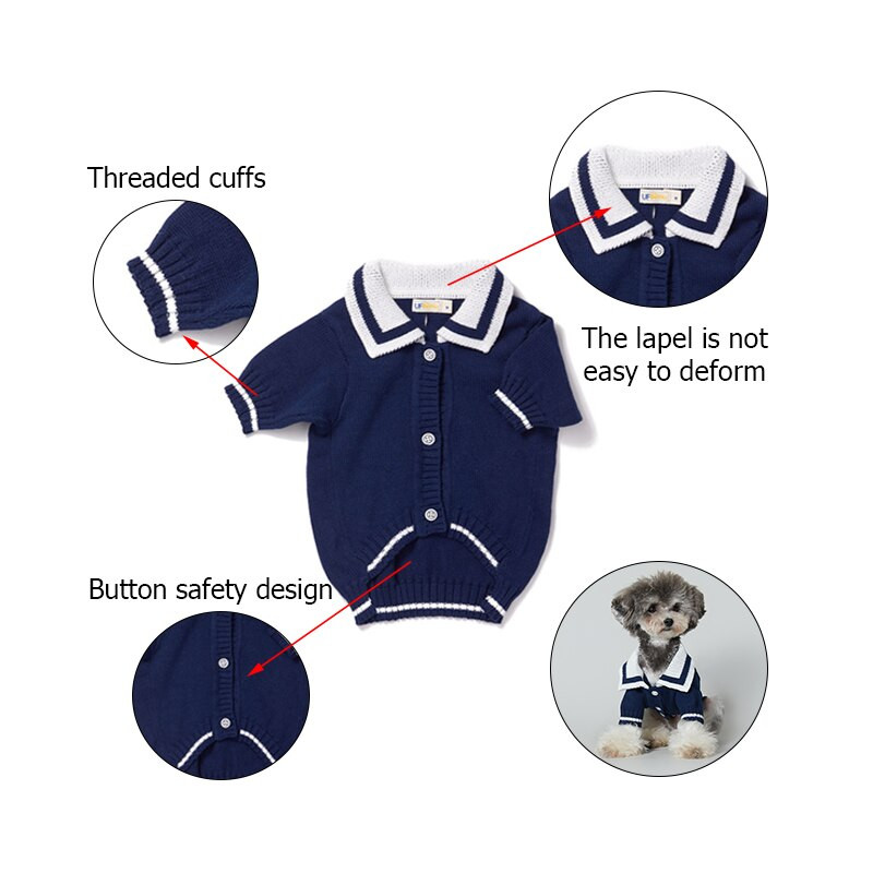 UFBemo Pulover pentru câini Pisică Jersey Haine Chien Cardigan Pulover pentru Chihuahua Mic Mediu Cățeluș de Crăciun Bleumarin Iarnă Bumbac