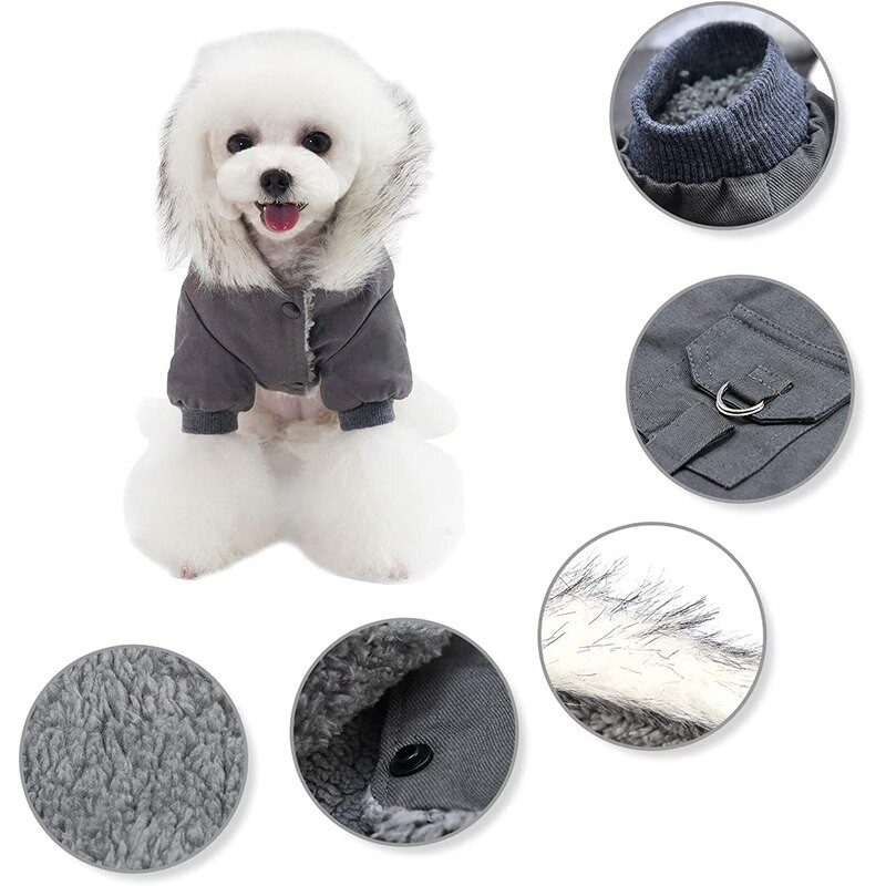 Talvine soe koerte kapuuts Trench Coat tuulekindel Parka kutsika jope Külma ilmaga koerte riided väikestele koertele Chihuahua Prantsuse buldog