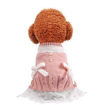 Ново куче, котка, плетен пуловер, рокля, лъкове, дизайн, куче, джъмпер, кученце, суичър, палто, зимни топли дрехи, облекло