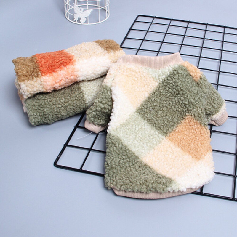 Kockovaný sveter pre domáce zvieratá, teplý flísový sveter pre malé a stredné psy, šteniatko, pes, mačka, vianočné tričko, bunda, plyšový bišón, pomeranian, schnauze, oblečenie pre psov