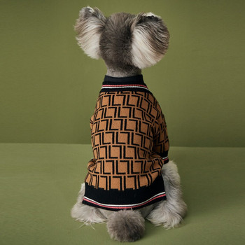 Дизайнерски дрехи за кучета Pet Ropa Perro Costume Para For Small Dogs Coat Puppy Letter Print Cardigan Плетена трико пуловер