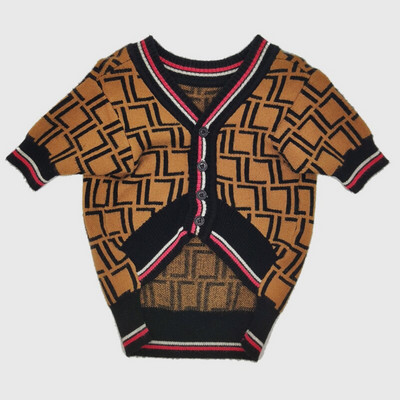 Haine pentru câini de designer Costum Ropa Perro pentru animale de companie pentru câini de talie mică, haină pentru cățeluș, cardigan imprimat cu litere, pulover din jerseu tricotat croșetat