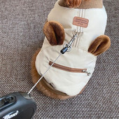 Puuvillane mantel Lemmiklooma koera riided Paks jakk Koerad Riietus Kass Väike soe Armas Sügis Talv Valge Moe Poiss Chihuahua