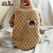 SUPREPET Flanelové teplé oblečenie pre šteniatka, zimné, roztomilé a pohodlné, mikina s kapucňou pre malého psa, francúzsky buldoček, mäkký ležérny sveter, dizajnérsky módny dizajn