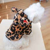 Oblečenie pre psov pre malé psy s leopardím vzorom, teplé oblečenie pre psov s kapucňou, kabát s kapucňou, outfit pre šteniatka, oblečenie pre malé psy, bunda