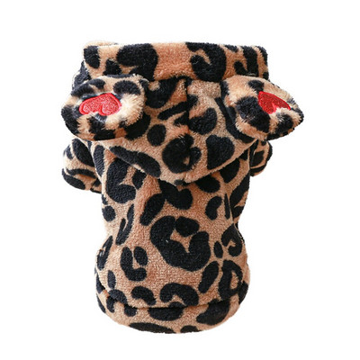 Oblečenie pre psov pre malé psy s leopardím vzorom, teplé oblečenie pre psov s kapucňou, kabát s kapucňou, outfit pre šteniatka, oblečenie pre malé psy, bunda