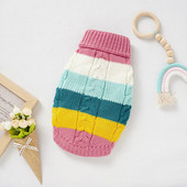 Oblečenie pre psov, pletený sveter bez rukávov pre mačky, módny dúhový pruhovaný teplý jesenný sveter pre domáce zvieratá, čivava, buldog, roztomilá vesta