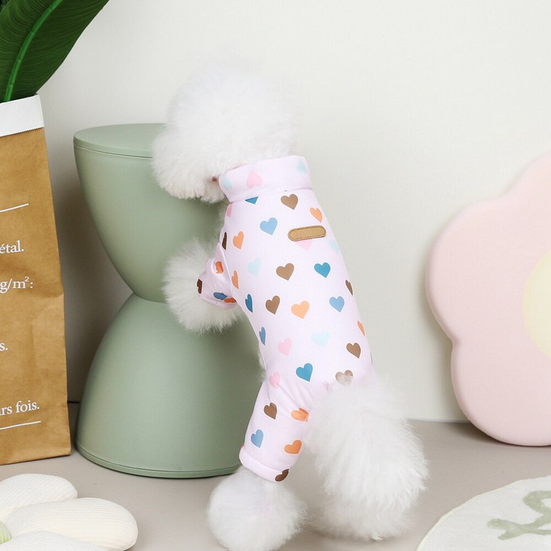 Soe lemmikloomade fliisist kombinesoon Armastussüdametrükiga Kutsika Talvine Lumekostüüm Väike Koer Kassi Mantel Jope Pjs-Kostüümid Chihuahua Yorkie Riided