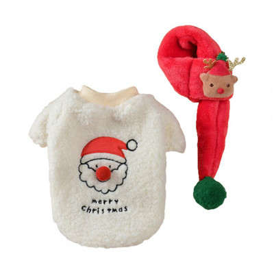 1 szett kutya karácsonyi pulóver, nem könnyen deformálódik, karácsonyi kutyapulóver puha, vastag kutyakarácsonyi pulóver sállal fénykép