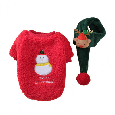 1 szett kutya karácsonyi pulóver, nem könnyen deformálódik, karácsonyi kutyapulóver puha, vastag kutyakarácsonyi pulóver sállal fénykép