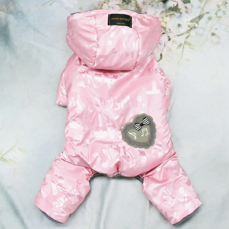 Zimný kabát pre psov, pohodlný štvornohý overal, zahusťovacia bunda s kapucňou, teplé oblečenie pre psov pre malého psa, teplé a mäkké