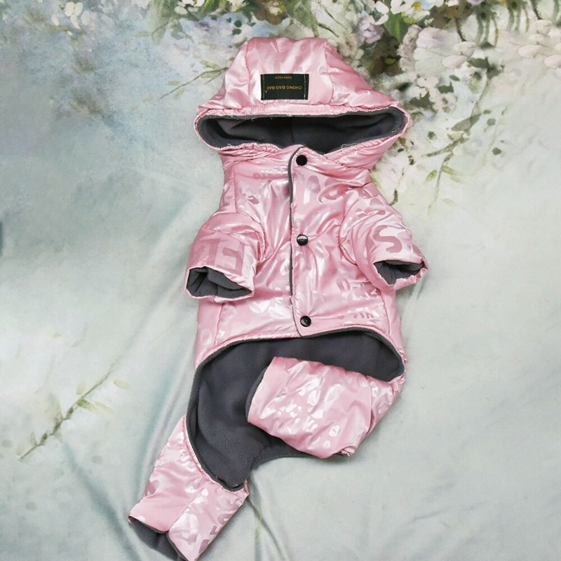 Zimný kabát pre psov, pohodlný štvornohý overal, zahusťovacia bunda s kapucňou, teplé oblečenie pre psov pre malého psa, teplé a mäkké