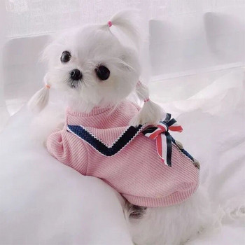 Πουλόβερ για σκύλους Ρούχα Ανοιξιάτικη και Καλοκαίρι Αναπνεύσιμη Άνεση Κουτάβι Πλεκτό Πουκάμισο κολεγιακού στυλ Χαριτωμένο μικρό σκύλο Προμήθειες για στολές για κατοικίδια