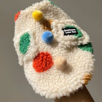 Dot Lamb Wool Coat Ρούχα για κατοικίδια Σκύλοι Βαμβακερό μπουφάν Ρούχα για σκύλους Γαλλική εκτύπωση μπουλντόγκ Ζεστή χαριτωμένη φθινοπωρινή χειμερινή λευκή μασκότ για αγόρι