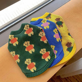 Oblečenie pre psov so zeleným medveďom, pletený sveter pre domáce zvieratá, zimné oblečenie pre malých psov, mäkký sveter s kreslenými postavičkami