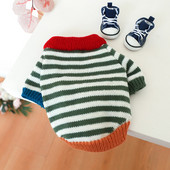 PETCIRCLE Oblečenie pre psov Vintage pruhovaný sveter pre malých a stredných psov, šteniatka a mačky, jeseň a zima, oblečenie pre domáce zvieratá, kostým pre psov, potreby pre domáce zvieratá