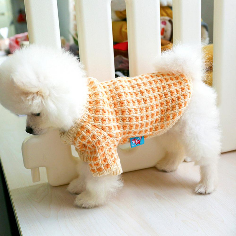 Călduț Animale de companie Câine Pisică Culoare Portocaliu Pulover Napolitan Toamnă Iarnă Haine Cățeluș Costum