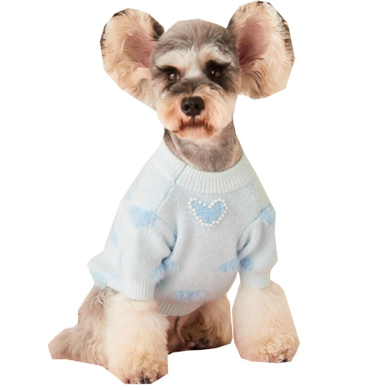 Καρδιά πουλόβερ Ρούχα σκυλιών Φούτερ Βαμβακερά ρούχα για σκύλους Ρούχα για κατοικίδια Χαριτωμένα φθινοπωρινά χειμωνιάτικα Yorkies Ζεστό μπλε αγόρι Ropa Para Perro