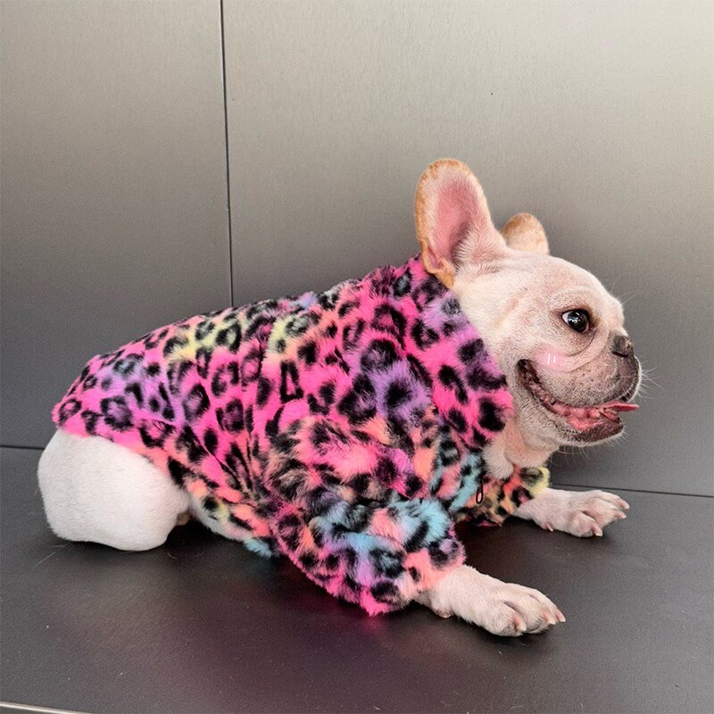 Zimné oblečenie pre psov s leopardím vzorom pre malé psy, oblečenie pre domáce zvieratá, francúzsky buldoček, teplá bunda pre yorkshirských tyrkysov, flísový kabát PC1808