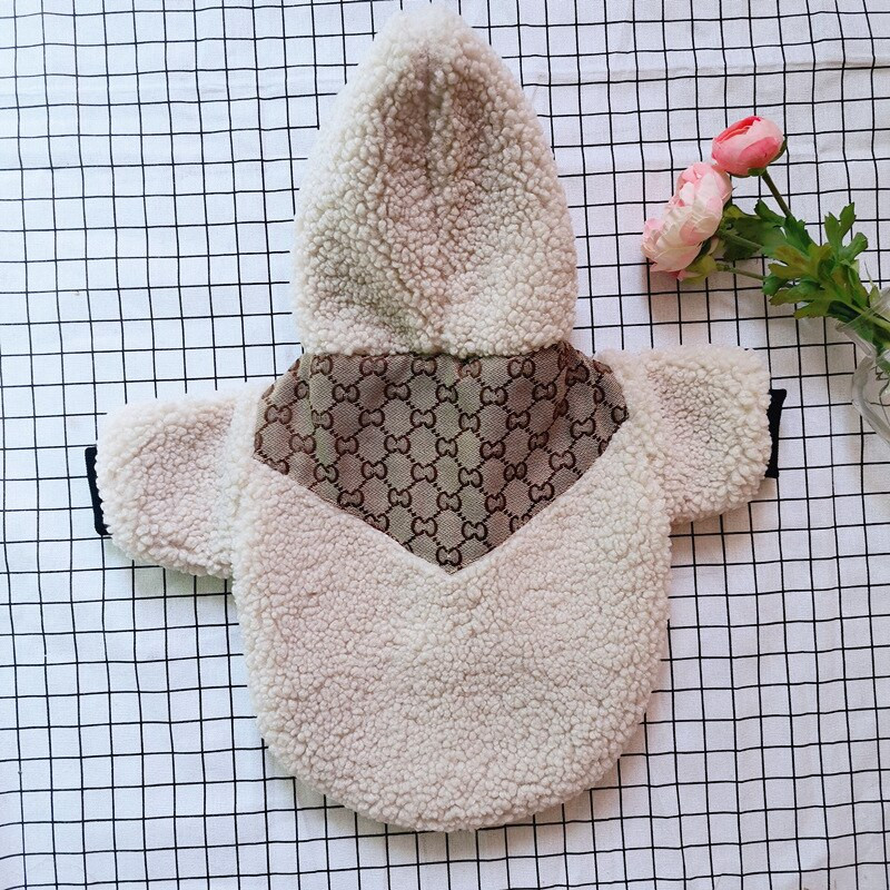 FunPets Prabangūs šunų rūbai Dizaineriai Apranga gyvūnams Mažas šuo Šiltas storas vilnos kostiumas Ruduo žiema Šuns veido striukė Šnauceris