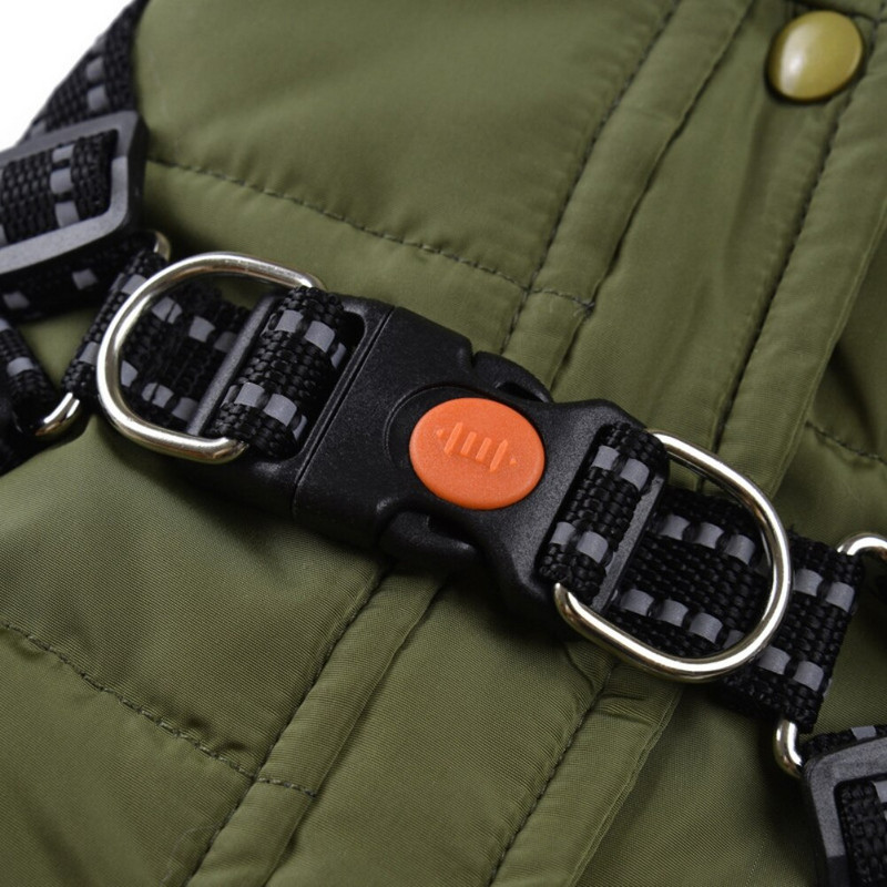 Koera jope rinnarihmaga Talvine koera jope soe mantel Veekindel lemmiklooma välisjope Koerariided helkurpaelaga