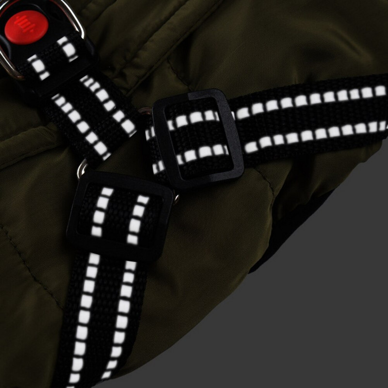 Koera jope rinnarihmaga Talvine koera jope soe mantel Veekindel lemmiklooma välisjope Koerariided helkurpaelaga