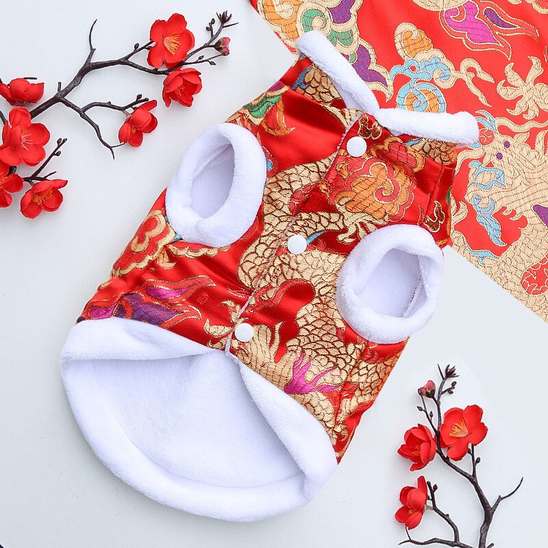 Oblečenie pre domáce zvieratá na Nový rok, pes a mačka, festivalový kabát, čínsky štýl, oblečenie pre domáce zvieratá, vesta, bunda, veľkosť S-3XL, oblek Tang