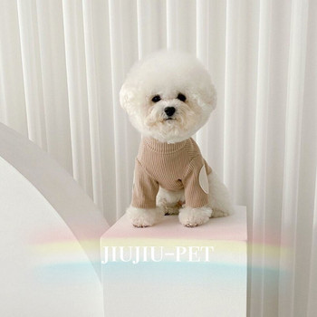 Φθινοπωρινά ρούχα για σκύλους κατοικίδιων ζώων Βαμβακερά ζεστά πουλόβερ για σκύλους Βασικό πουκάμισο για κουτάβι Μικρά μεσαία σκυλιά Πλέξιμο γαλλικό μπουλντόγκ στολή