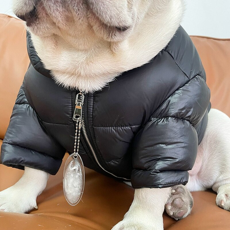Módna zimná teplá páperová bunda s kapucňou pre psov, sveter s kapucňou pre malé a stredné psy, francúzsky buldoček, bradáč, čivava, mops LDC79