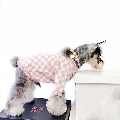 Francúzska módna značka Oblečenie pre psov Sveter pre psov Pletené oblečenie pre domáce zvieratá Pletené tričko Klasická móda Oblečenie pre psov Kockované oblečenie