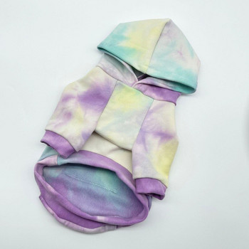 Качулки за кучета Tie Dye Дрехи за домашни любимци за малки кучета Палта за кученца Якета Суичър за чихуахуа Костюм за кученце Котка Памучни тоалети за домашни любимци