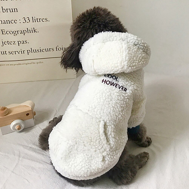 Haine pentru câini din fleece, iarnă, caldă, hanorace pentru câini, cu litere, haină pentru animale de companie, jachetă pentru câini, moale, buldog francez, chihuahua, îmbrăcăminte pentru câini