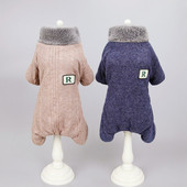 Zimné teplé oblečenie pre psov, sveter pre psov, overal s flísovou podšívkou, kabát pre mačky a šteniatka, vetruodolný pletený, udržiava hrejivý, 4-nohový, psí kabát