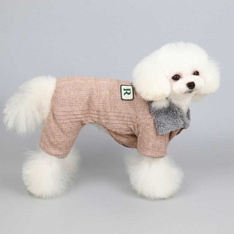 Zimné teplé oblečenie pre psov, sveter pre psov, overal s flísovou podšívkou, kabát pre mačky a šteniatka, vetruodolný pletený, udržiava hrejivý, 4-nohový, psí kabát
