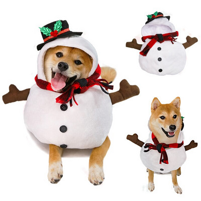 Vianočné oblečenie pre psov, roztomilý vtipný kostým snehuliaka pre malé, stredné a veľké psy, novoročný outfit pre psov, párty, cosplay oblečenie pre domáce zvieratá