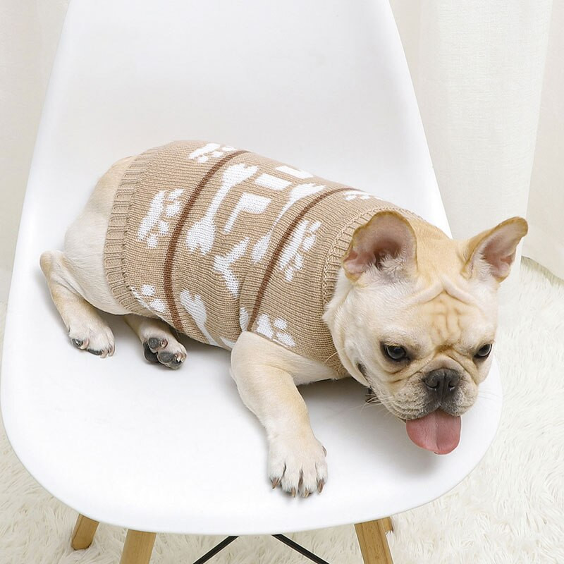 Îmbrăcăminte pentru animale de companie Câine pisică Pulover Îmbrăcăminte pentru Crăciun Amprente de lux Bones Costum pentru câine de companie Îmbrăcăminte tricotată pentru animale de companie