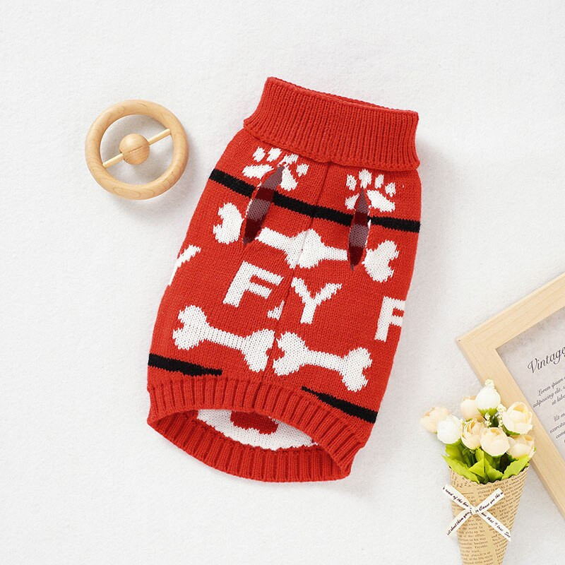 Îmbrăcăminte pentru animale de companie Câine pisică Pulover Îmbrăcăminte pentru Crăciun Amprente de lux Bones Costum pentru câine de companie Îmbrăcăminte tricotată pentru animale de companie