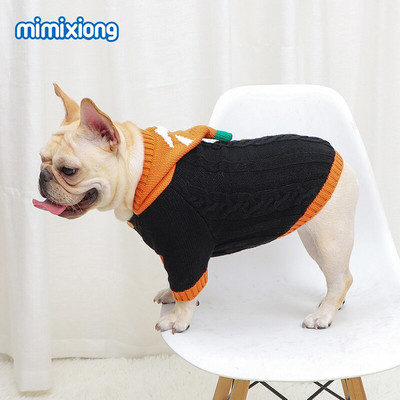 Drabužiai naminiams gyvūnėliams Prabangūs Helovino drabužiai šunims katėms Megztiniai megzti išdykę šypsenėlės naminių gyvūnėlių drabužiai su gobtuvu užsegami šunų drabužiai