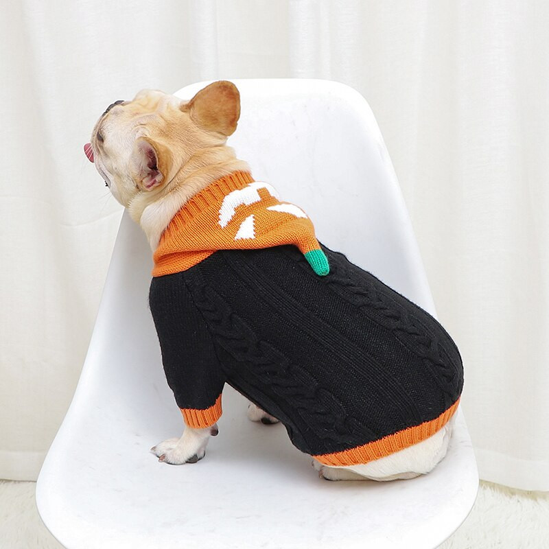 Drabužiai naminiams gyvūnėliams Prabangūs Helovino drabužiai šunims katėms Megztiniai megzti išdykę šypsenėlės naminių gyvūnėlių drabužiai su gobtuvu užsegami šunų drabužiai