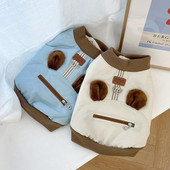 Jachetă de iarnă drăguță pentru câini de companie Plus catifea haine calde pentru câini de buzunar urechi de urs pentru câini de talie mică, mijlocie, haine, ținută chihuahua Yorkshire