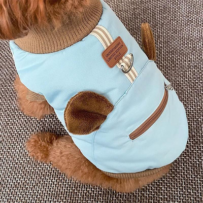 Jachetă de iarnă drăguță pentru câini de companie Plus catifea haine calde pentru câini de buzunar urechi de urs pentru câini de talie mică, mijlocie, haine, ținută chihuahua Yorkshire