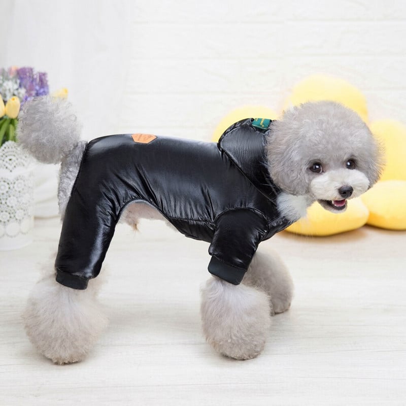 Koera talvemantel fliis Paks koera kapuutsid Snowsuit Lemmiklooma jope Soe riietus Koeramantel mütsiga Tuulekindel vest väikesele keskmisele koerale