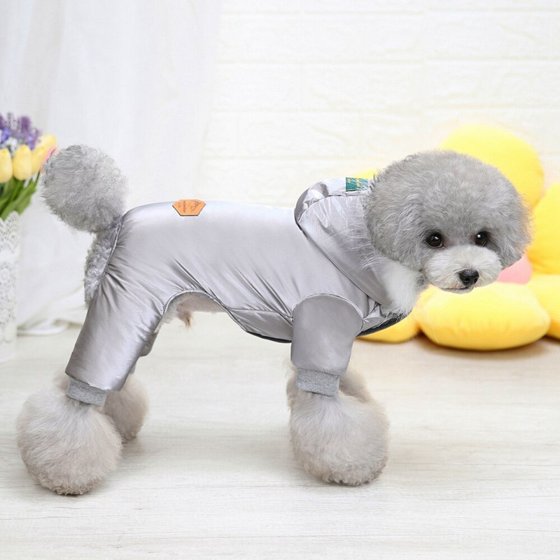 Koera talvemantel fliis Paks koera kapuutsid Snowsuit Lemmiklooma jope Soe riietus Koeramantel mütsiga Tuulekindel vest väikesele keskmisele koerale