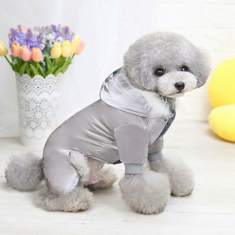 Koera talvemantel fliis Paks koera kapuutsid Snowsuit Lemmiklooma jope Soe riietus Koeramantel mütsiga Tuulekindel vest väikesele keskmisele koerale