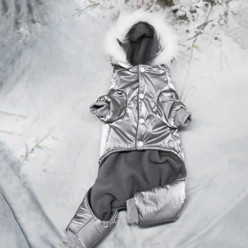 Koera talvemantel fliis Paks koera kapuutsid Snowsuit Lemmiklooma jope Soe riietus Koeramantel mütsiga Tuulekindel vest väikesele keskmisele koerale