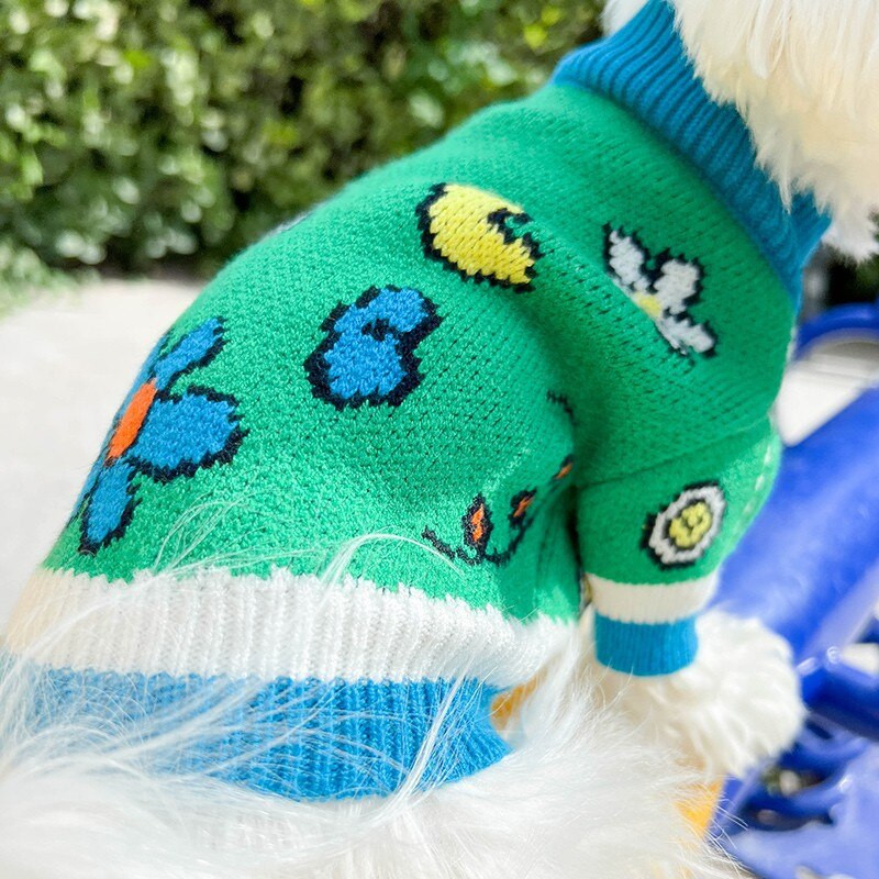 Iarnă verde animal de companie câini haine imprimare caldă câini pulover buldog francez bumbac cățeluș pentru câini mici și mijlocii îmbrăcăminte Chihuahua