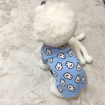 Ρούχα μπλε κουνελιού για σκύλους Πλεκτό πουλόβερ κατοικίδιων ζώων Φθινοπωρινά και χειμερινά ρούχα Teddy Cat πουκάμισο με πάτο κουτάβι Ζεστό πουλόβερ XS-XL