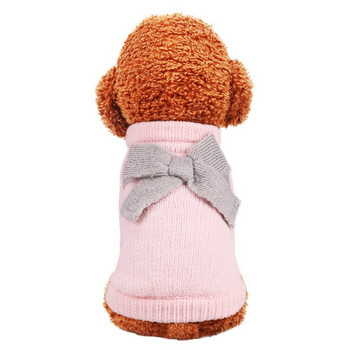 Νέο φθινοπωρινό χειμωνιάτικο χειμερινό κατοικίδιο σκύλος γάτα Ζεστό πουλόβερ με φιόγκο Μπουφάν Μαλακό άνετο πουλόβερ σκύλου Χριστουγεννιάτικο παλτό με ρούχα για κατοικίδια για σκύλους