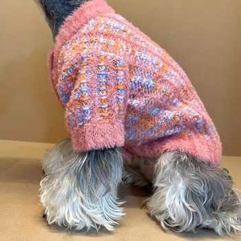 Ροζ πουλόβερ Ρούχα για σκύλους για κατοικίδια Γλυκιά ζακέτα Ρούχα σκυλιά Σούπερ μικρό χαριτωμένο Τσιουάουα εκτύπωση Φθινόπωρο Χειμώνας Μωβ μασκότ για αγόρι